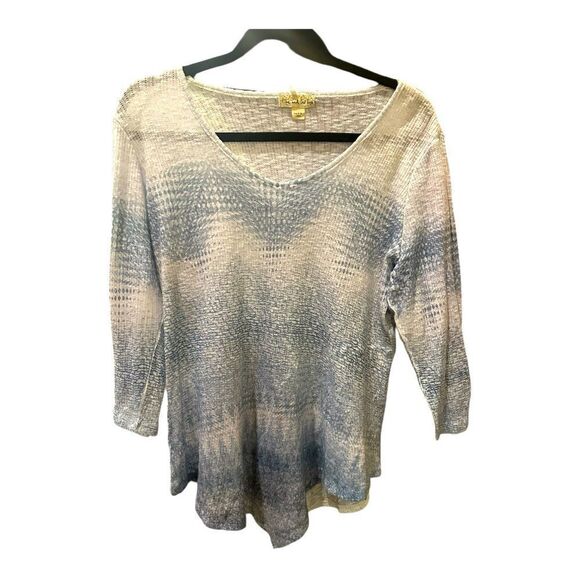 Live and let live Y2K asymmetrical hem line blue & white slight texture - Picture 2 of 14